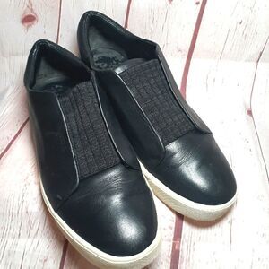 Vince. "Cantera" Black Leather w/Knit Side Panel Slip-on Sneakers sz.8.5 Ret$195